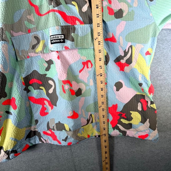 Adidas RYV Windbreaker Jacket Mens Medium Multicolor Paint Splatter Quarter Zip - Picture 6 of 12